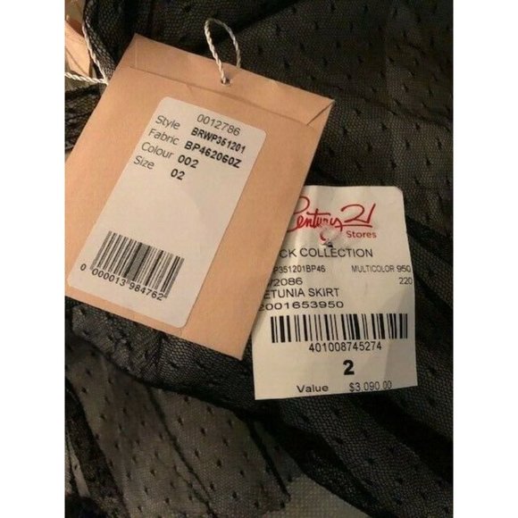 NWT $3100 BROCK COLLECTION DRAMATIC PETUNIA  BLACK LACE TRUMPET SKIRT US SIZE 2 - Picture 7 of 8